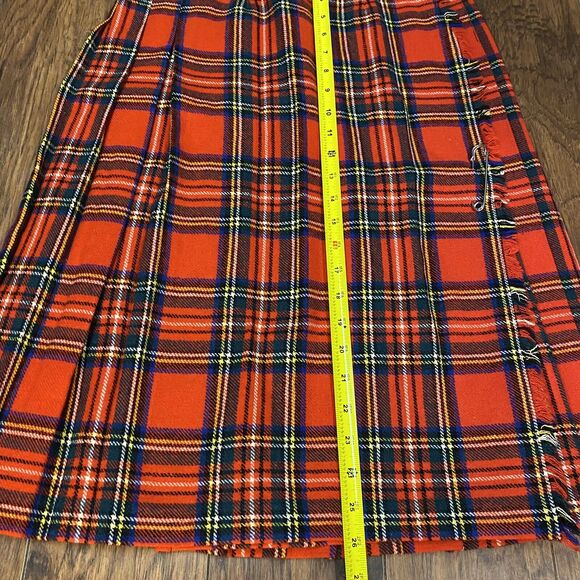 Vtg LAIRD PORTCH of SCOTLAND Red Tartan Plaid Wrap Kilt skirt 100% Wool Skirt 26 - Picture 9 of 12